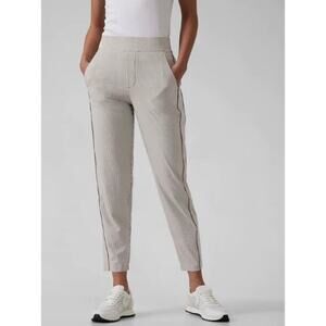 Athleta Brooklyn Mid-Rise Ankle Pant Grey White Stripe Size 14